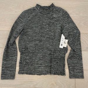 Joe’s Jeans girls smocked bottom long sleeve top.  Charcoal. Size L (12-14). NWT